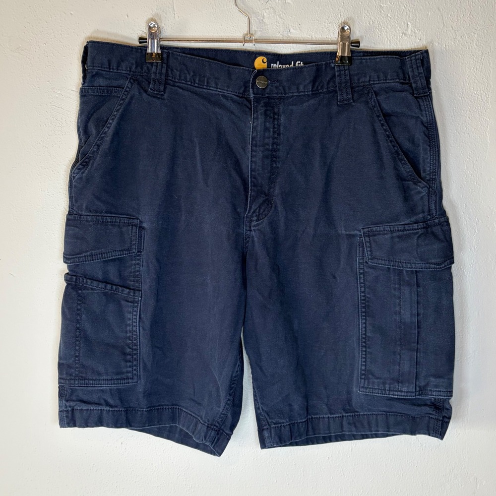 Carhartt 103542 Relaxed‎ Fit Cargo Shorts Mens 38 Navy Blue Canvas Workwear 2020